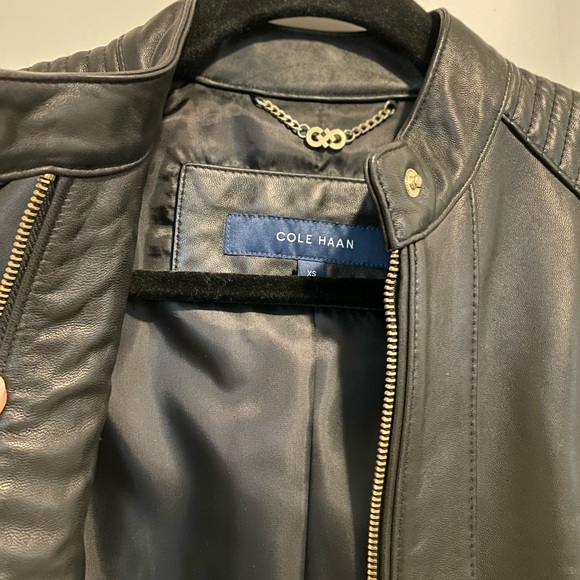 Cole Haan Leather Moto Racer Jacket - Picture 8 of 8